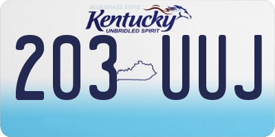 KY license plate 203UUJ