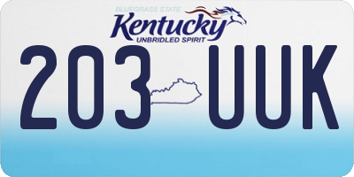 KY license plate 203UUK
