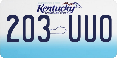 KY license plate 203UUO