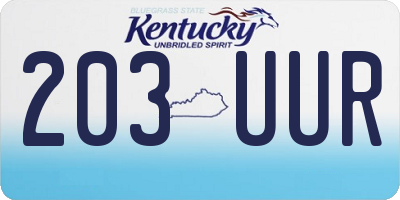 KY license plate 203UUR