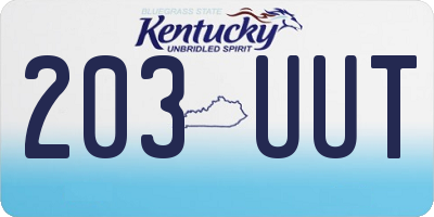 KY license plate 203UUT