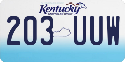 KY license plate 203UUW