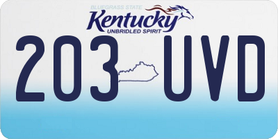 KY license plate 203UVD