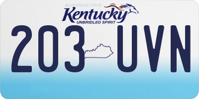 KY license plate 203UVN
