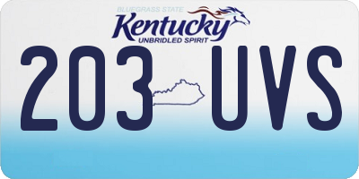 KY license plate 203UVS
