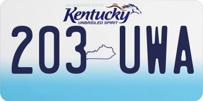 KY license plate 203UWA