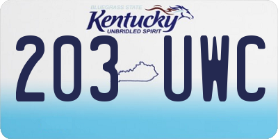 KY license plate 203UWC
