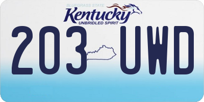 KY license plate 203UWD