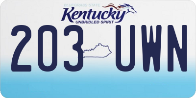 KY license plate 203UWN