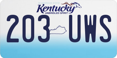 KY license plate 203UWS
