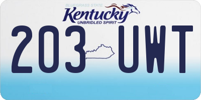 KY license plate 203UWT