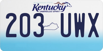 KY license plate 203UWX
