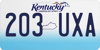 KY license plate 203UXA