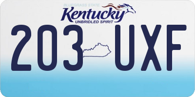 KY license plate 203UXF