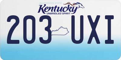 KY license plate 203UXI
