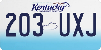 KY license plate 203UXJ