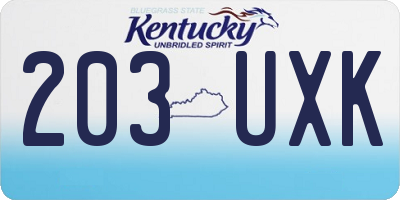 KY license plate 203UXK