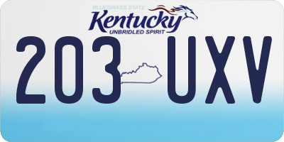 KY license plate 203UXV
