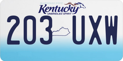 KY license plate 203UXW