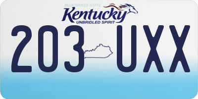 KY license plate 203UXX
