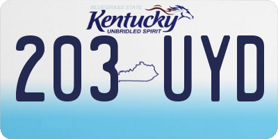KY license plate 203UYD