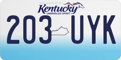 KY license plate 203UYK
