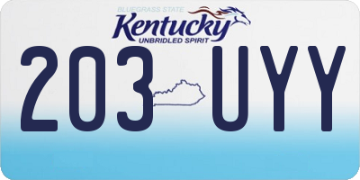 KY license plate 203UYY
