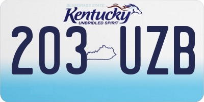 KY license plate 203UZB