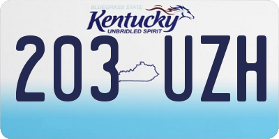 KY license plate 203UZH
