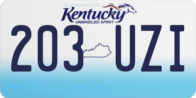 KY license plate 203UZI
