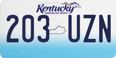 KY license plate 203UZN