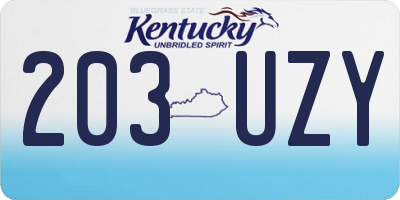 KY license plate 203UZY