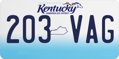 KY license plate 203VAG