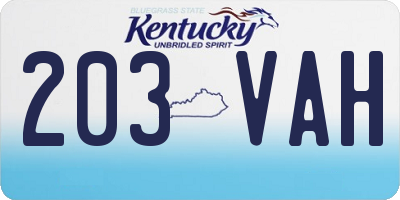 KY license plate 203VAH