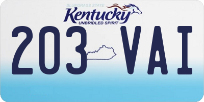 KY license plate 203VAI