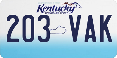 KY license plate 203VAK