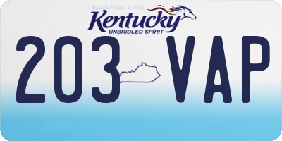 KY license plate 203VAP