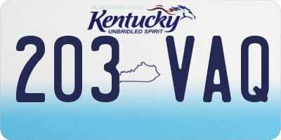 KY license plate 203VAQ