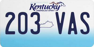 KY license plate 203VAS