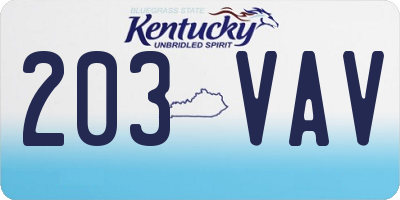 KY license plate 203VAV