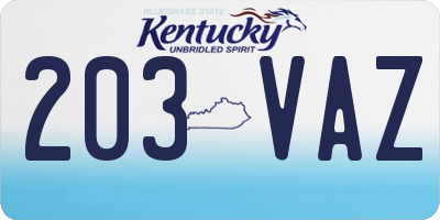 KY license plate 203VAZ