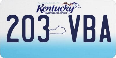 KY license plate 203VBA