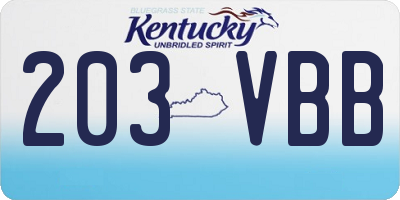 KY license plate 203VBB