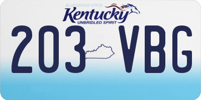 KY license plate 203VBG