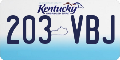 KY license plate 203VBJ