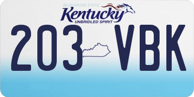 KY license plate 203VBK