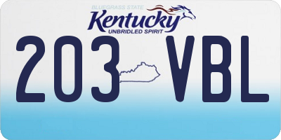 KY license plate 203VBL