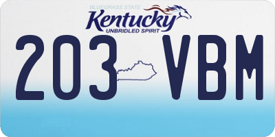 KY license plate 203VBM