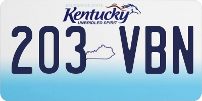 KY license plate 203VBN