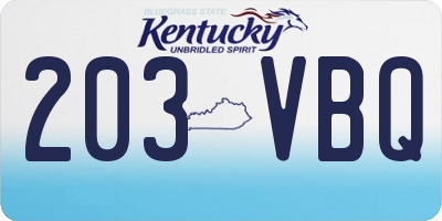 KY license plate 203VBQ